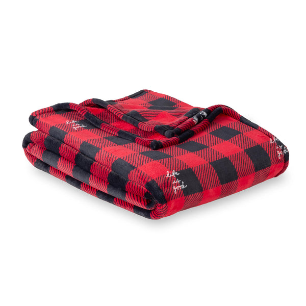 Life Is Good Buffalo Check Plush Throw Blanket
