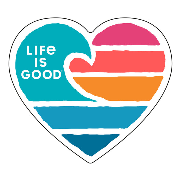 life is good Clean Wave Heart Die Cut Sticker
