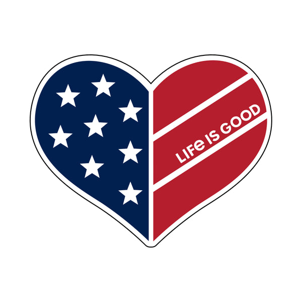 life is good Flag Heart Small Die Cut Decal