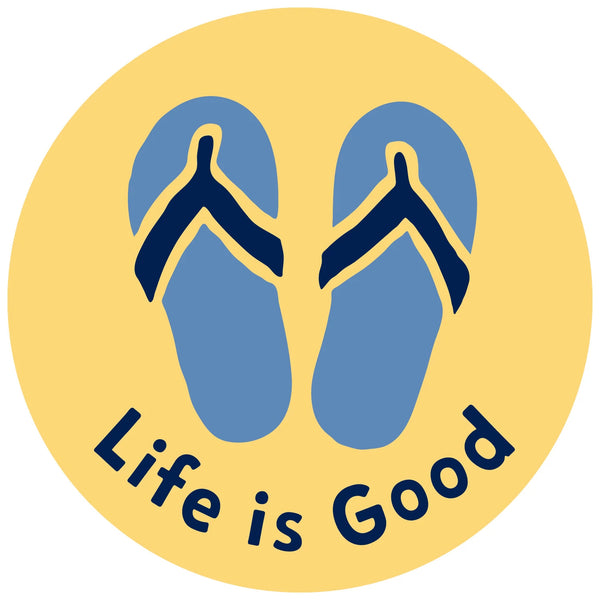 life is good Flip Flops LIG Circle Sticker