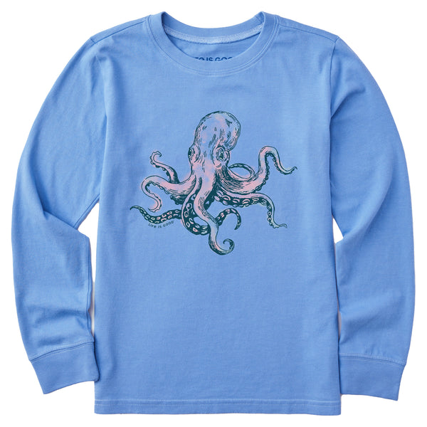 life is good Kids Octopus Long Sleeve Crusher Tee