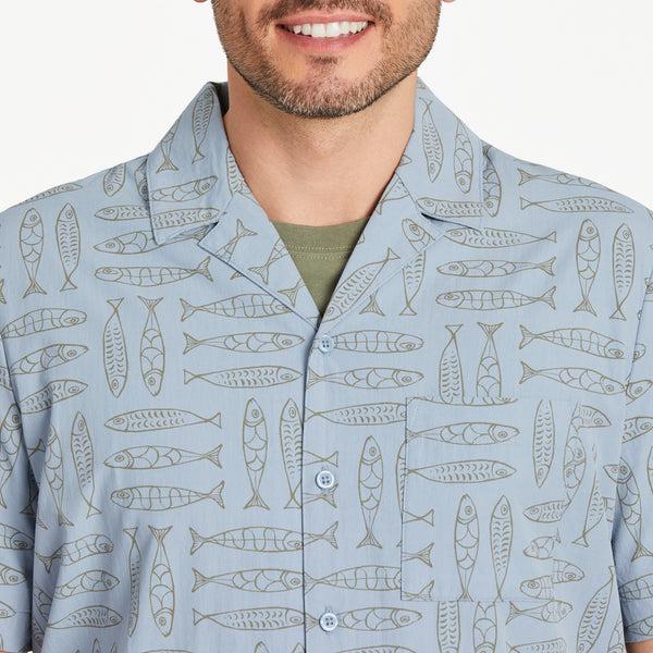 Life Is Good Men's Fish Pattern Camp Shirt