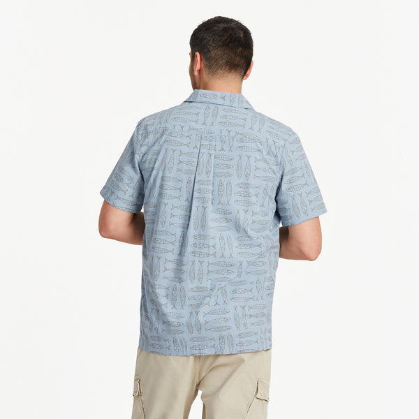 Life Is Good Men's Fish Pattern Camp Shirt