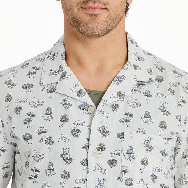 Life Is Good Men's Mushroom Pattern Camp Shirt