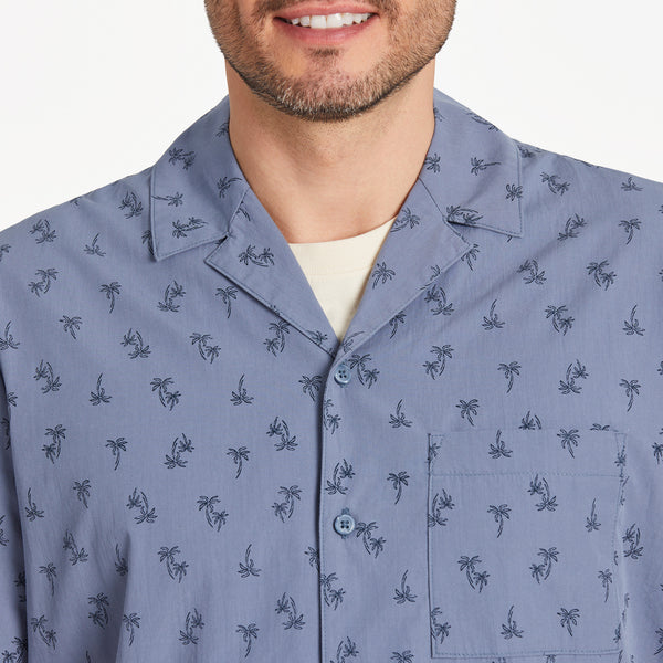 Life Is Good Men's Simple Palm Pattern Camp Shirt