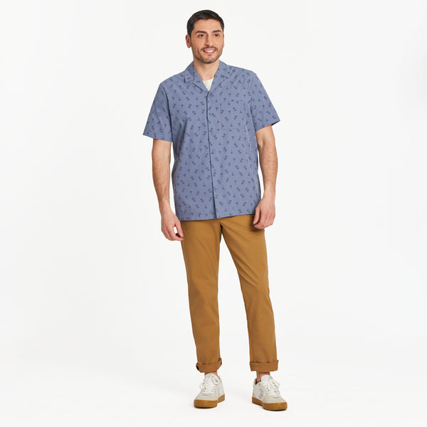 Life Is Good Men's Simple Palm Pattern Camp Shirt