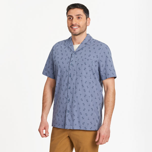 life is good Men's Simple Palm Pattern Camp Shirt