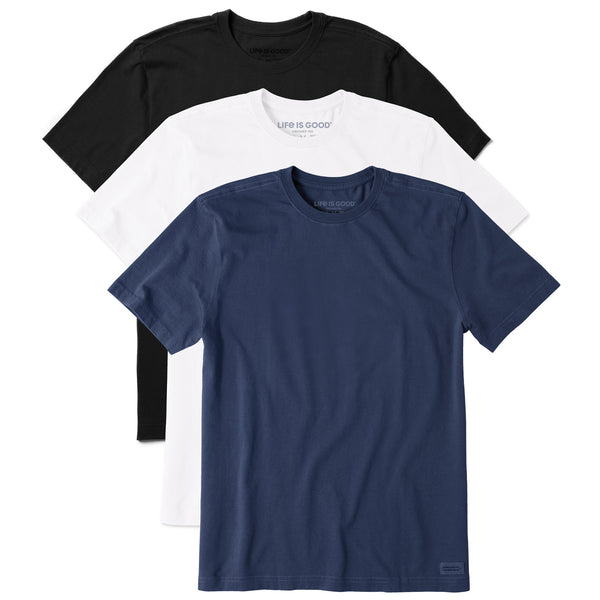 life is good Men's Solid 3 Pack Crusher Crew - Multi
