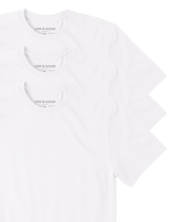 Life Is Good Men's Solid 3 Pack Crusher Crew - White