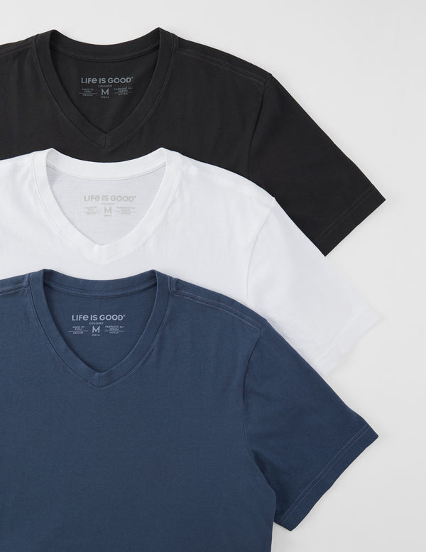 Life Is Good Men's Solid 3-Pack Crusher Vee - Multi