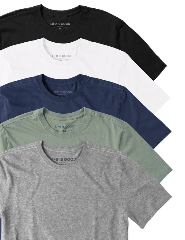 Life Is Good Men's Solid 5-Pack Crusher Crew - Multi