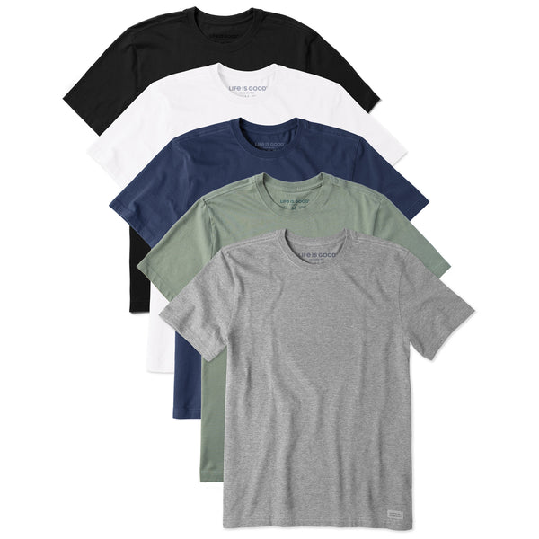 life is good Men's Solid 5-Pack Crusher Crew - Multi