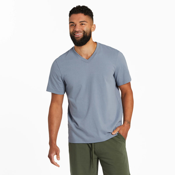 life is good Men's Solid Short Sleeve Crusher Vee