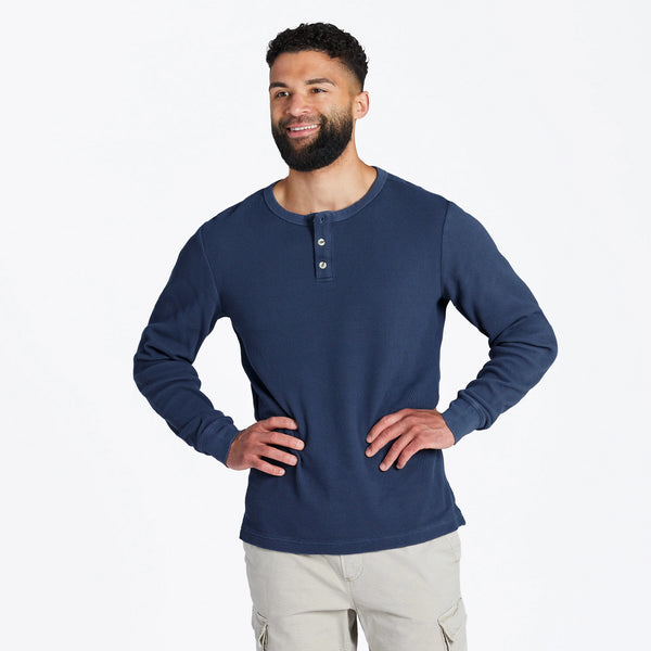 life is good Men's Solid Thermal Henley
