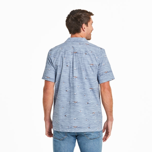 Life Is Good Men's Water Sports Pattern Camp Shirt