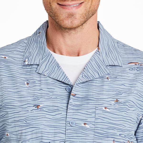 Life Is Good Men's Water Sports Pattern Camp Shirt