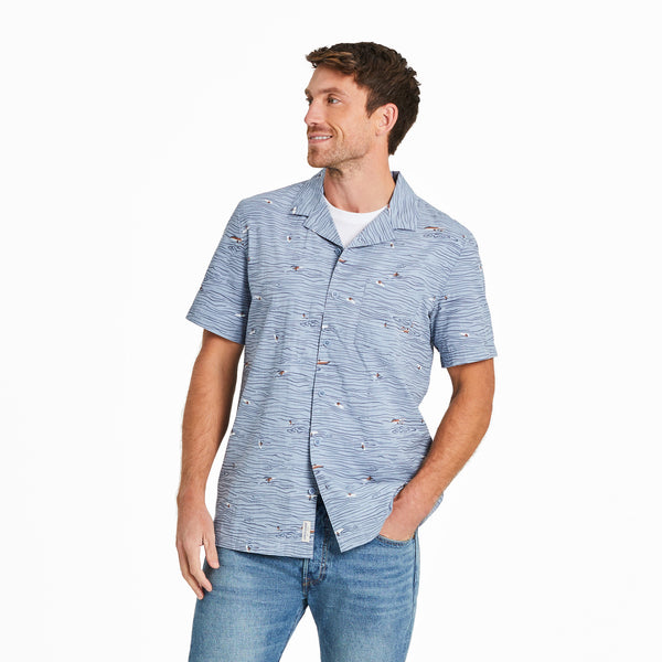 life is good Men's Water Sports Pattern Camp Shirt