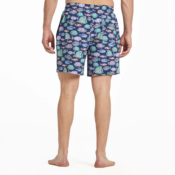Life Is Good Men's Watercolor Fishes Swim Trunk