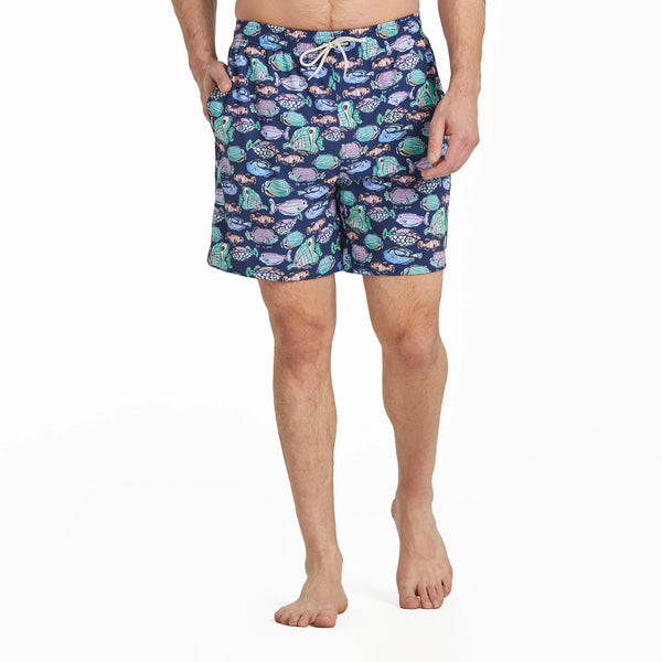 life is good Men's Watercolor Fishes Swim Trunk