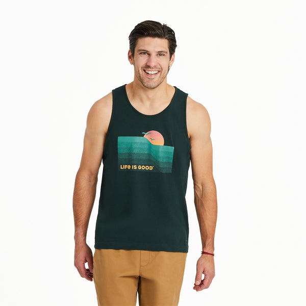 life is good Men's Wavy Sunset Crusher-LITE Tank