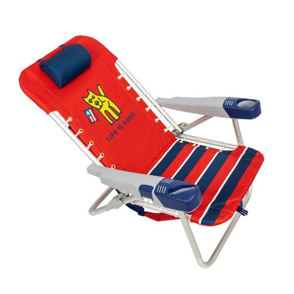 Life Is Good Rocket Flag Backpack Beach Chair