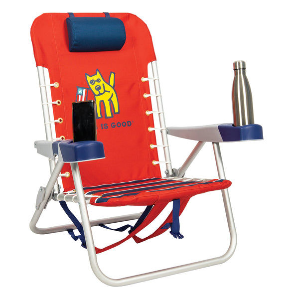 Life Is Good Rocket Flag Backpack Beach Chair