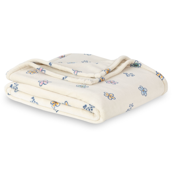 Life Is Good Vintage Daisies Plush Throw Blanket