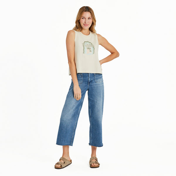 Life Is Good Women's Aloha Palms Crusher Boxy Tank