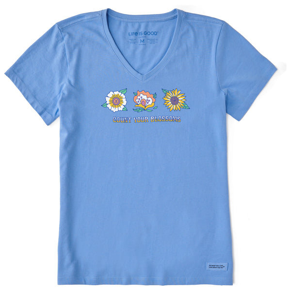 life is good Women's Flower Trio Short Sleeve Vee