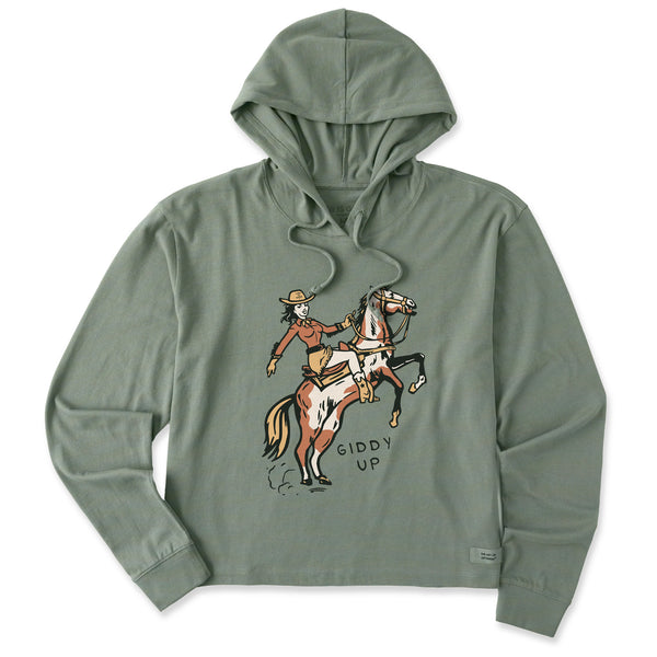 Life Is Good Women's Giddy Up Crusher Boxy Hoodie