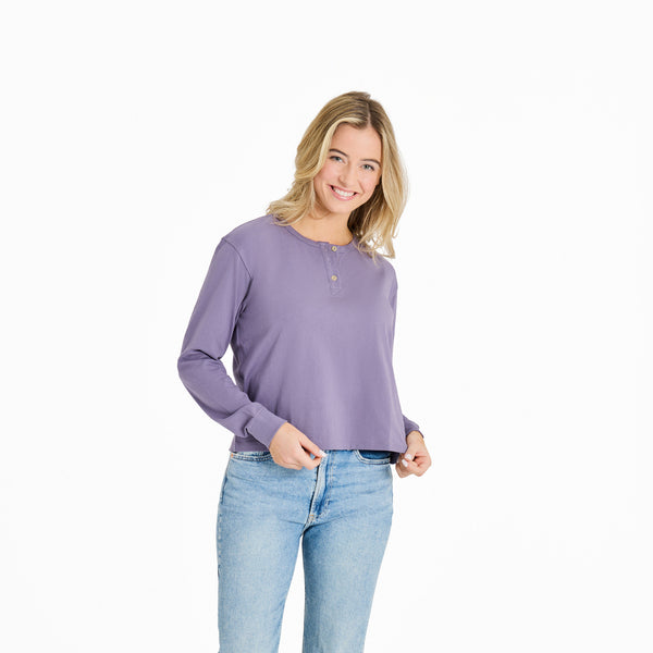 life is good Women's Solid Crusher Boxy Henley