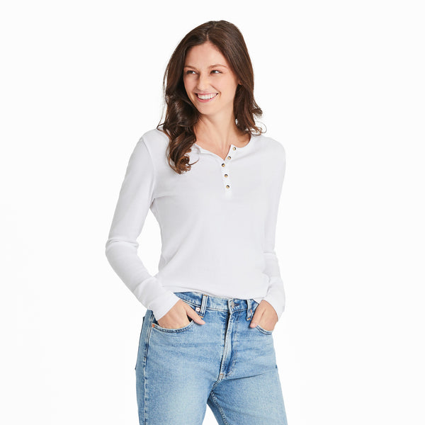 life is good Women's Solid Modal Ribbed Henley