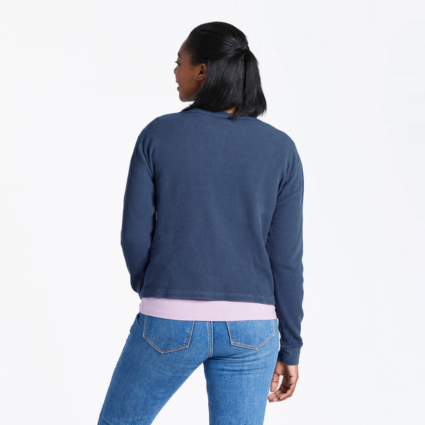 Life Is Good Women's Solid Thermal Boxy Henley