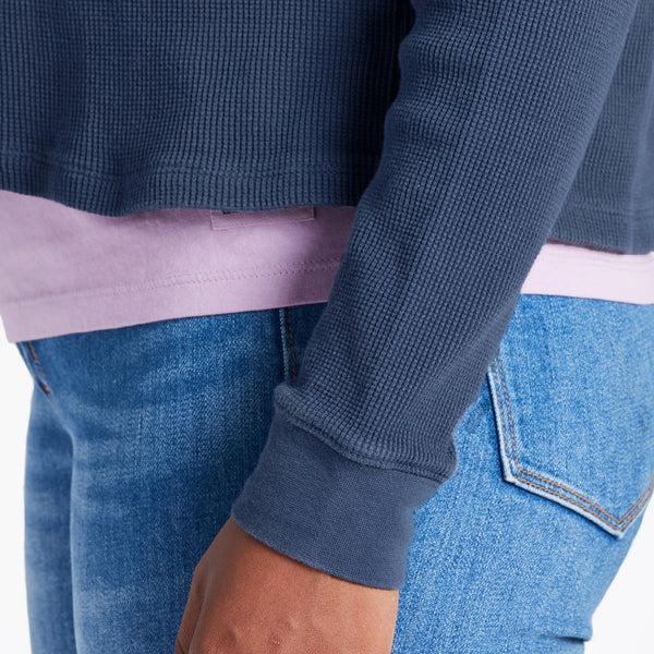 Life Is Good Women's Solid Thermal Boxy Henley