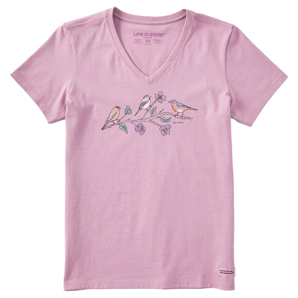 Life Is Good Women's Three Birds Short Sleeve Vee