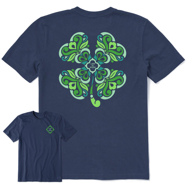 life is good Men's 4 Leaf Clover Swirl Short Sleeve Crusher Tee