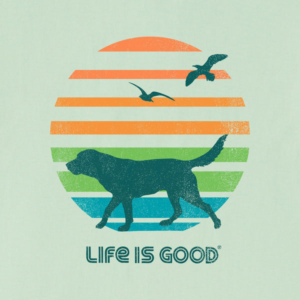 Life Is Good Men's 70's Retro Dog Beach Walk Long Sleeve Crusher-LITE Tee
