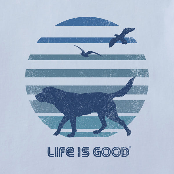 Life Is Good Men's 70's Retro Dog Beach Walk Short Sleeve Crusher Tee
