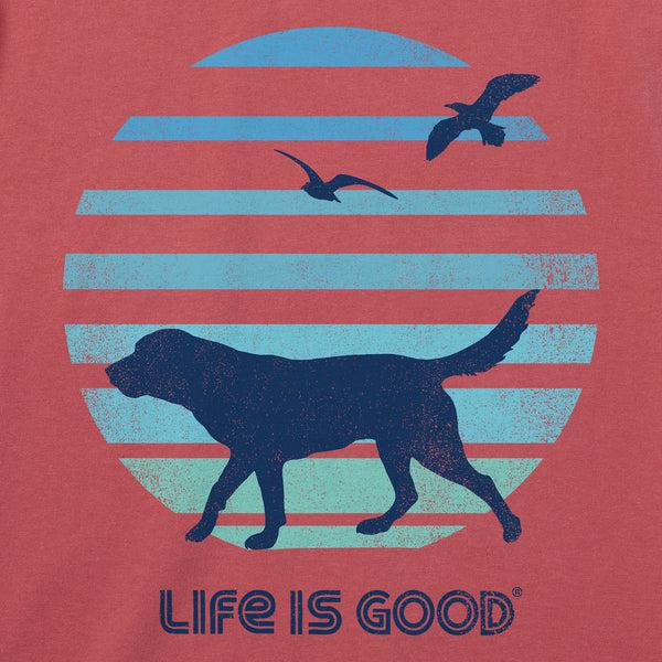 Life Is Good Men's 70's Retro Dog Beach Walk Short Sleeve Crusher Tee