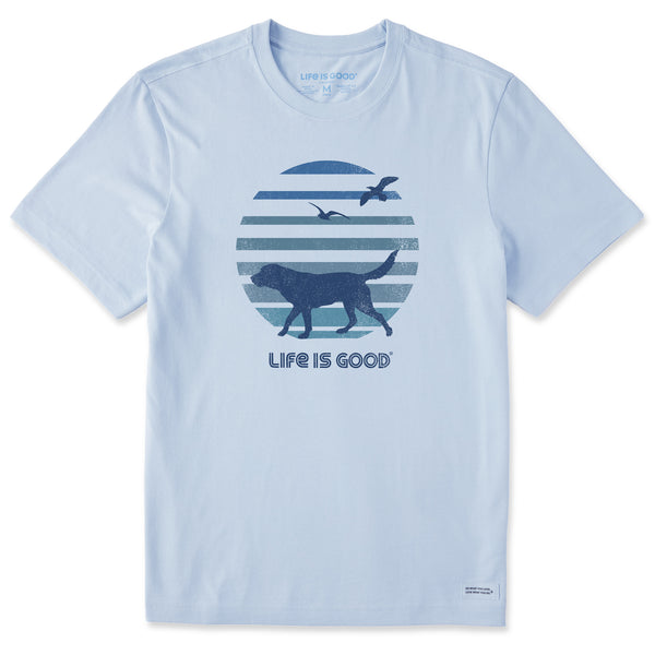 life is good Men's 70's Retro Dog Beach Walk Short Sleeve Crusher Tee