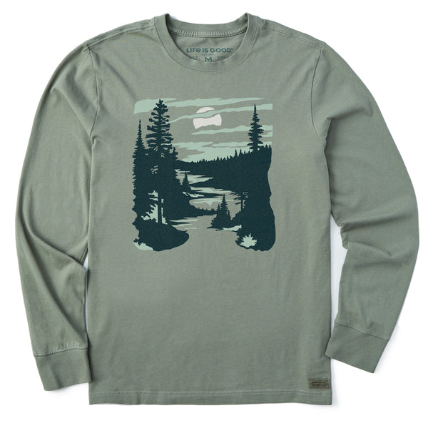 Life Is Good Men's A River Runs Through It Long Sleeve Crusher Tee