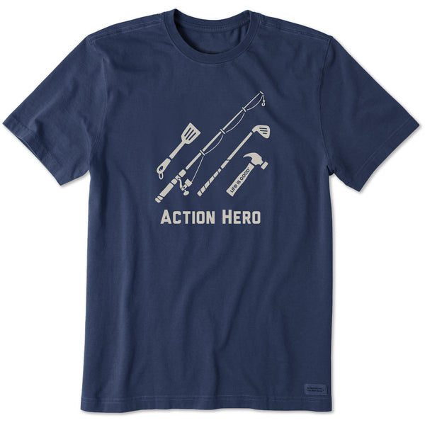 life is good Men's Action Hero Dad Short Sleeve Crusher Tee