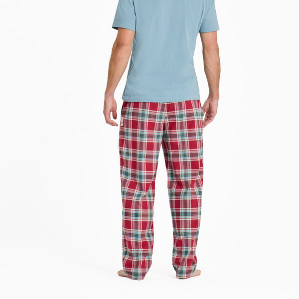 Life Is Good Men's Adirondack Red Holiday Plaid Classic Sleep Pant