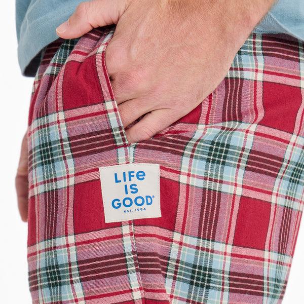 Life Is Good Men's Adirondack Red Holiday Plaid Classic Sleep Pant