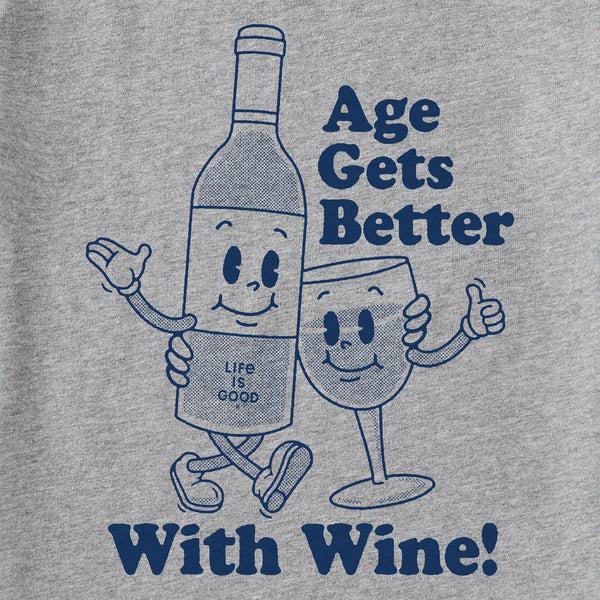 Life Is Good Men's Age Gets Better With Wine Mascot Short Sleeve Tee