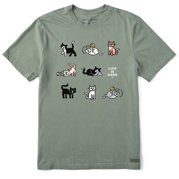 life is good Men's Al the Cat Grid Short Sleeve Crusher Tee