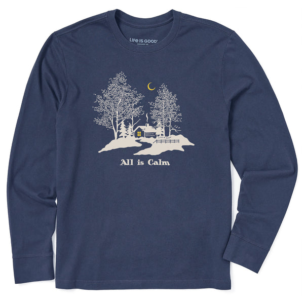 life is good Men's All Is Calm Cabin Long Sleeve Crusher Tee