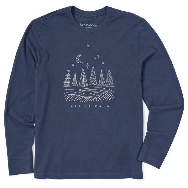 life is good Men's All is Calm Landscape Long Sleeve Crusher Tee