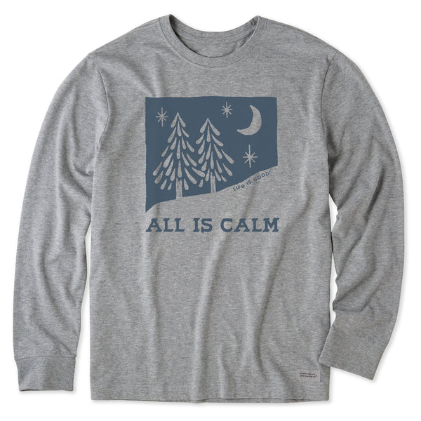 life is good Men's All is Calm Snowy Pines Long Sleeve Crusher Tee