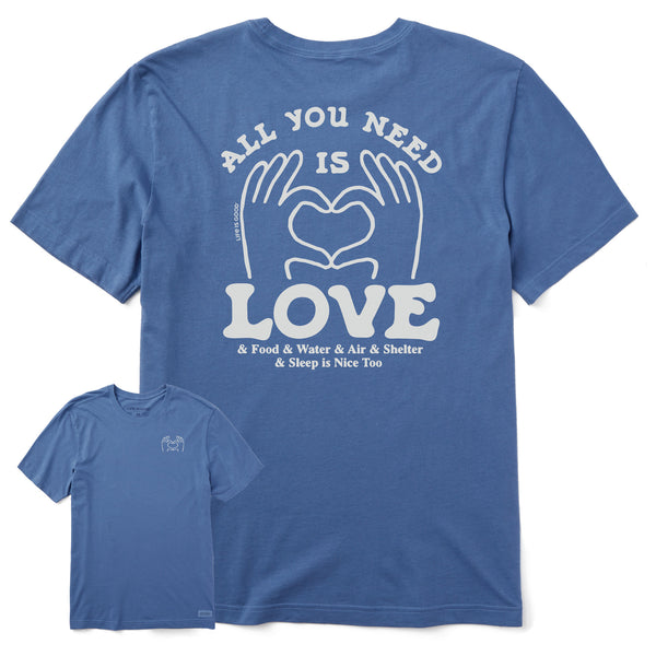 Life Is Good Men's All You Need Is Love U0026 Essentials Short Sleeve Tee